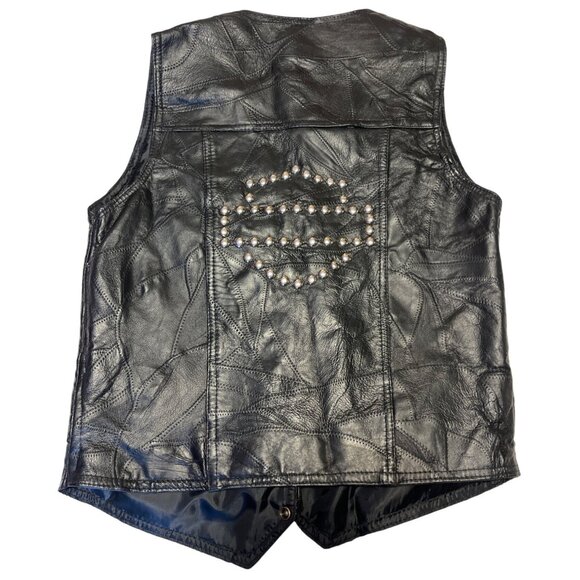 Custom Vintage Napolene Leather Outfitters Mens Patchwork Biker Vest Snap Button - Picture 3 of 8